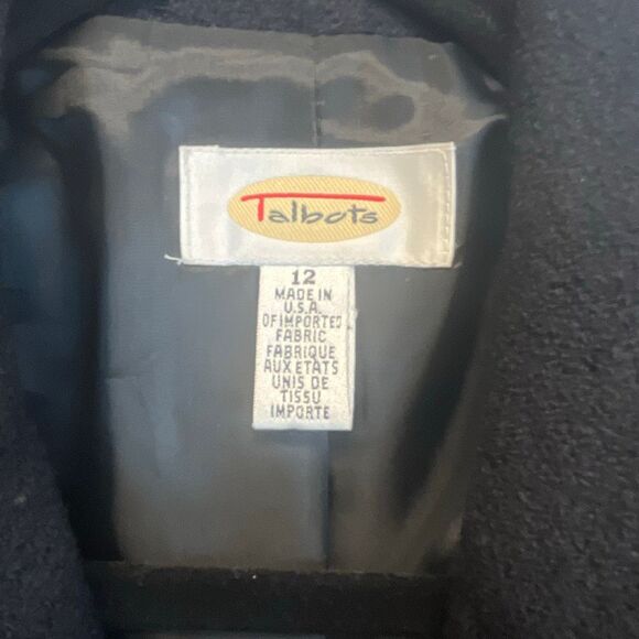 TALBOTS Blazer Women’s Size 12 Black Wool Blend Boyfriend Gold Buttons Jacket - Picture 3 of 12